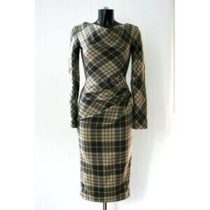 ALEXANDER MCQUEEN Fall 1995 "Highland Rape" Runway Tartan Dress Size 40